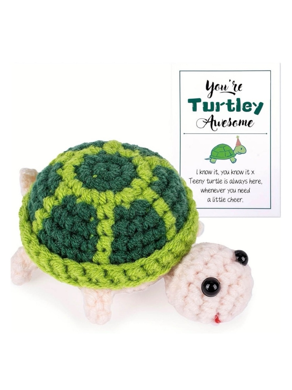 Emotional Support Turtle Crochet Plush Desk Buddy Gift w Card NEW - Picture 5 of 14